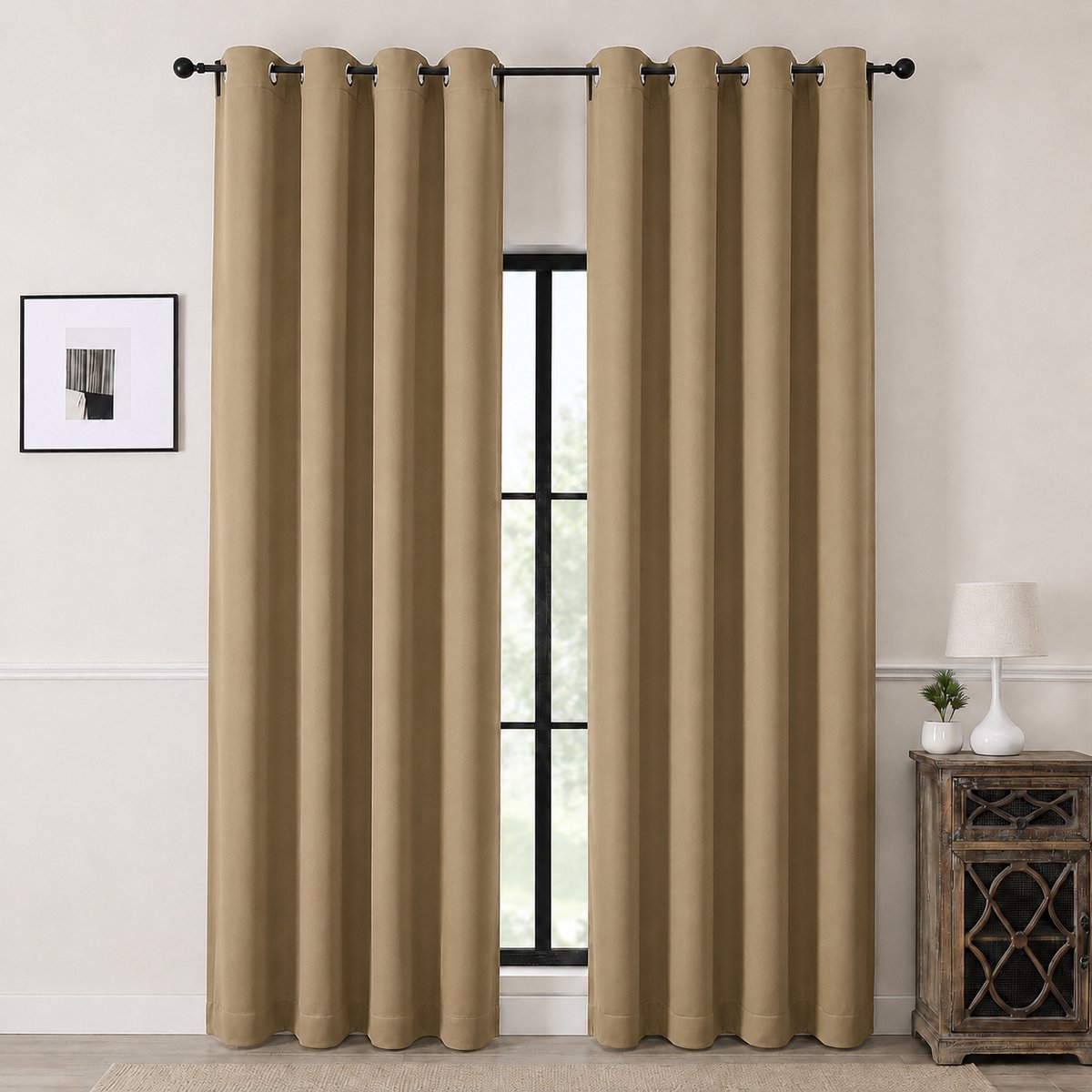 Kant en klaar Gordijn met Ringen – 99% Verduisterend – 132x260 CM – Bruin – Everyday Elegance Premium