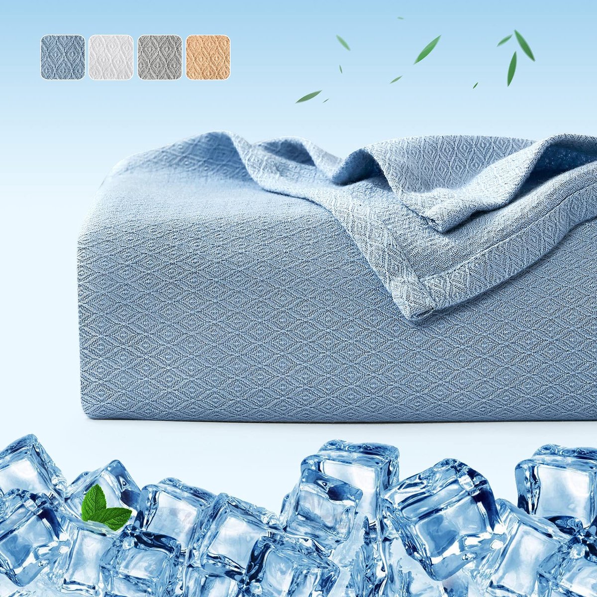 Dailygoods- Koeldeken met verkoelende vezels - Zomerdeken 150 x 200 cm - 100% natuurlijk bamboe - Antibacterieel - Luchtdoorlatend - Q-Max 0,34 cm