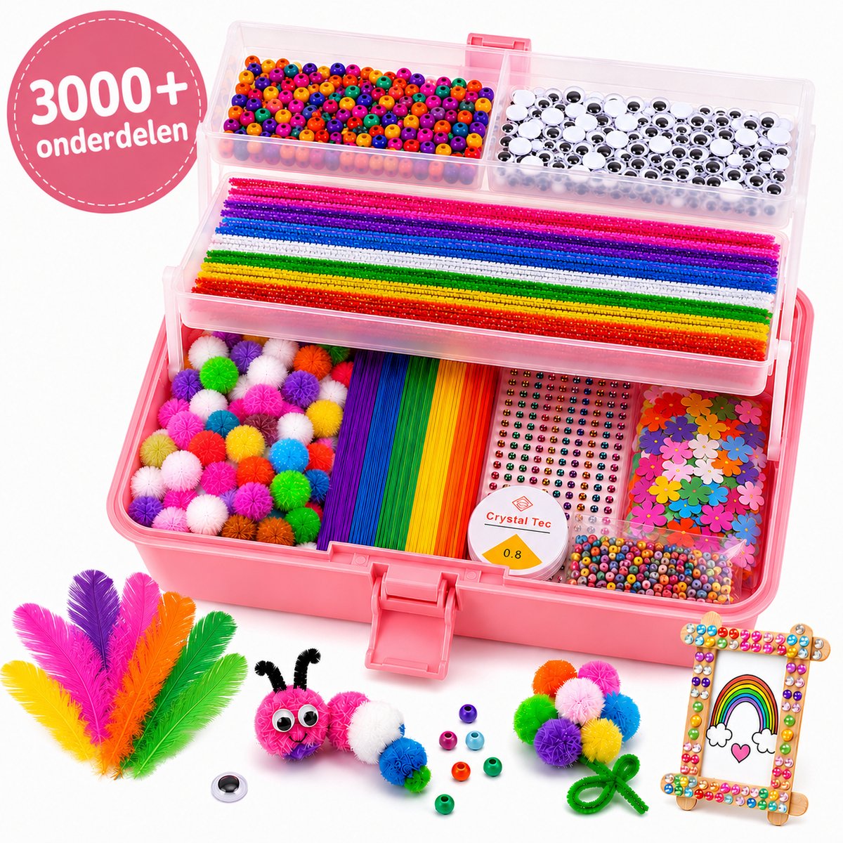 Joyage knutselkoffer Roze - Knutselen meisjes en jongens - Knutselset knutselpakket - Knutseldoos 3 jaar 4 jaar 5 jaar 6 jaar 7 jaar