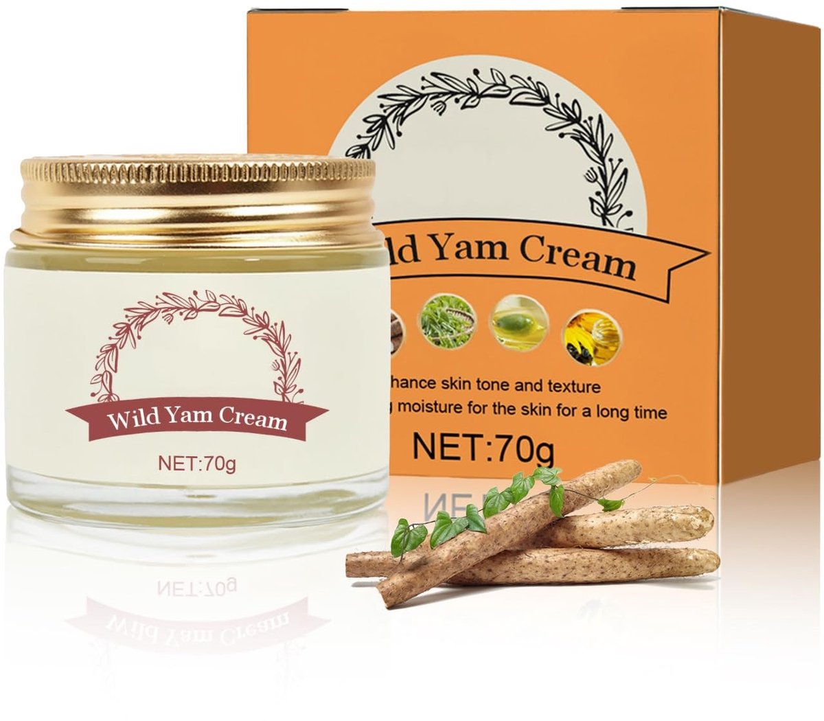 Dailygoods- Wild Yam Crème 70 g - Hormoonbalans - Anti-rimpel - Biologisch - Voor alle huidtypes - Verbetert huidskleur en textuur - Gezichtscrème