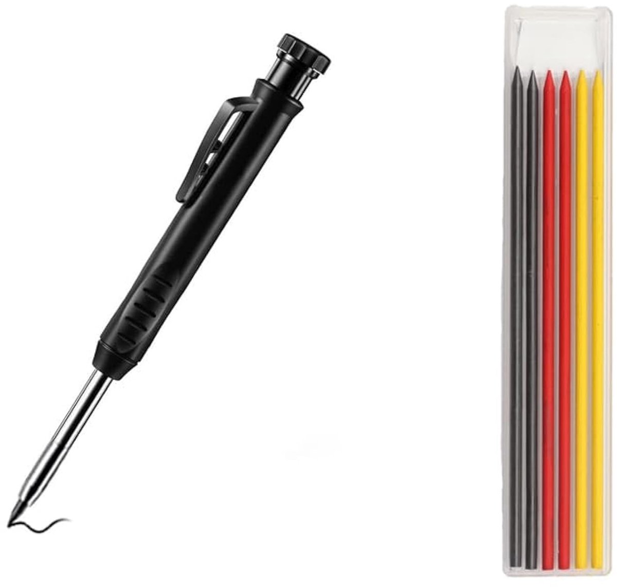 Dailygoods- Mechanisch Potlood - Metalen Kop - Ingebouwde Puntenslijper - 3 Stuks Navulling - Houtbewerking - Duurzaam Ontwerp - Timmermanpotlood