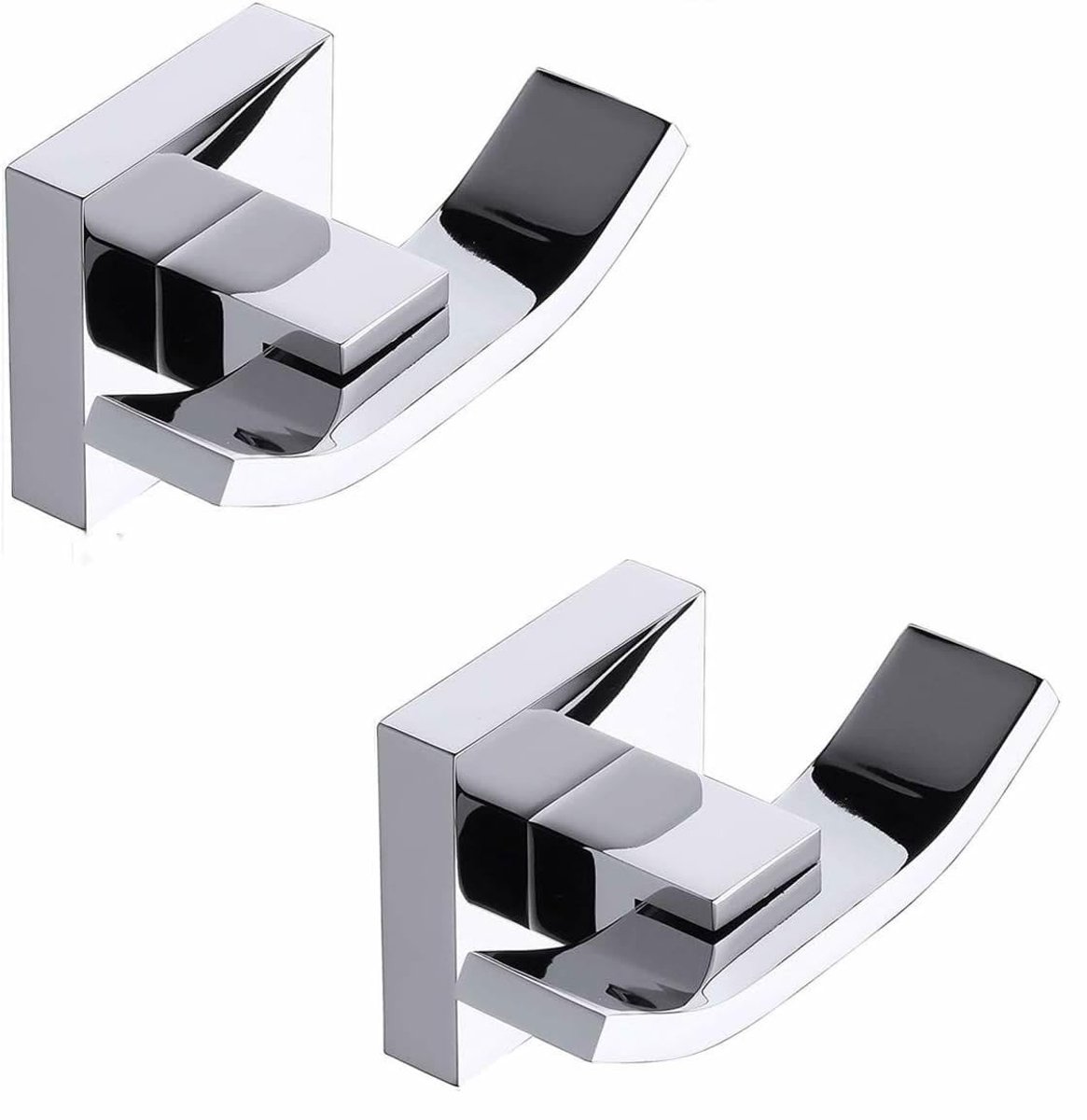 Dailygoods- Handdoekhaak Dubbel - 2 Stuks - Wandmontage - Messing - Glanzend Chroom - Hedendaags Ontwerp - Haak