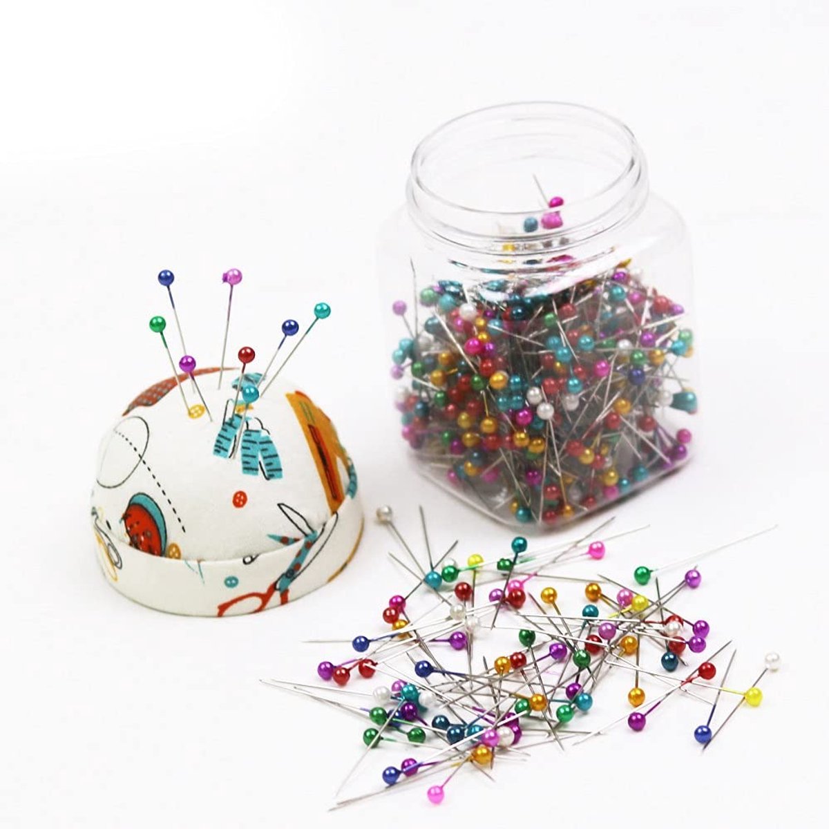 Dailygoods- Quilten Pins 500 Stuks - Multicolor Kralen - Naaien - Knutselen - Decoratie - Herbruikbare Container - Naalden