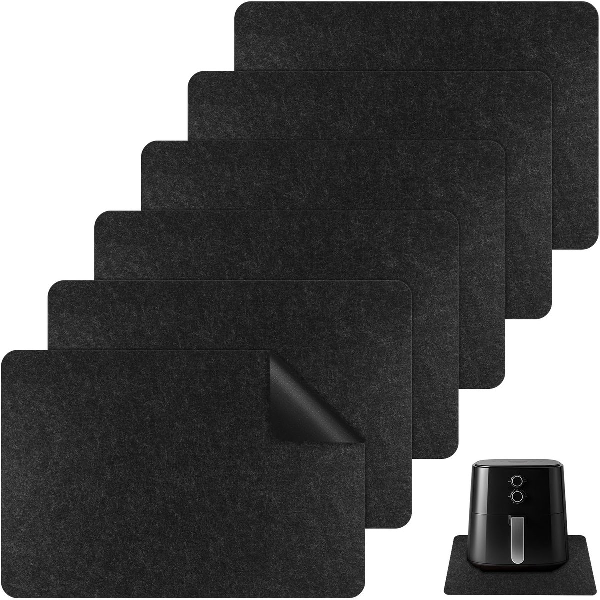 Dailygoods- Hittebestendige Mat 44 x 30 cm - 6 Stuks - Vilt - Keuken Warmtebeschermer - Bescherming tot 300 ℃ - Antislip oppervlak - Keukenmat