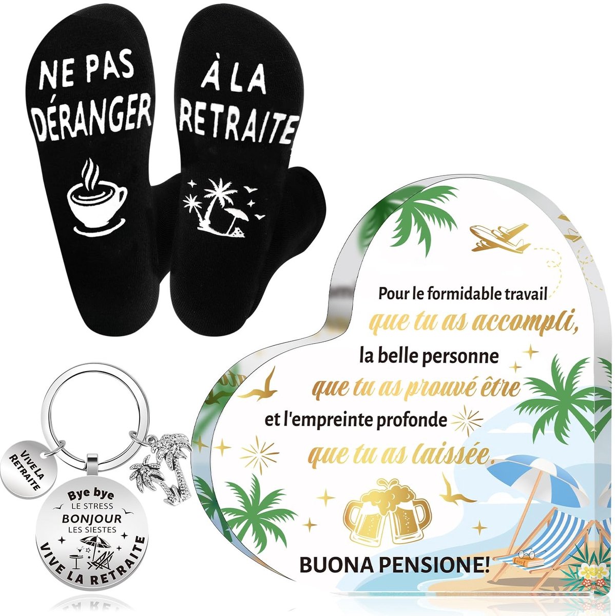 Dailygoods- Pensioen Cadeauset - Zwart/Goud Ornamenten - Happy Retirement Sokken - Accessoires - Pensioen Cadeau voor Hem - Pensioen Cadeautjes voor Haar