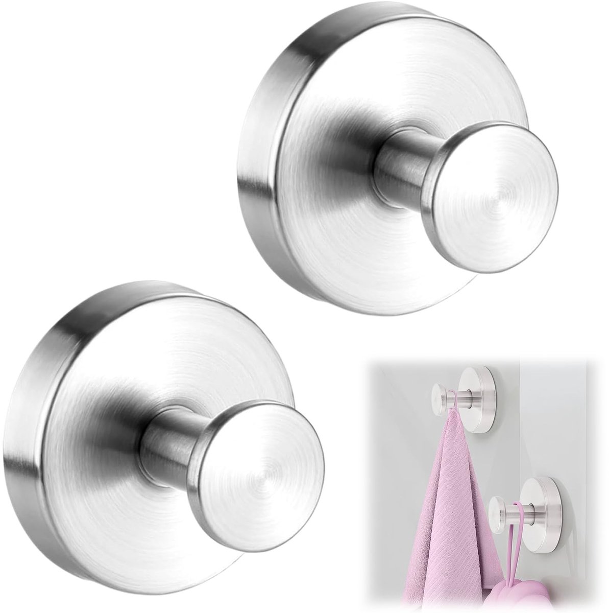Dailygoods- Zuignap Haak Extra Sterk - Zuignap met Haak - Zuignap voor Badkamer - Zuignap voor Keuken - 2 Stuks - Roestvrij Staal