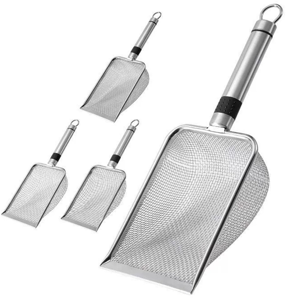 Dailygoods- Tuinzeef 6 Stuks - Roestvrij Staal - Aardezeef/Zandzeef - Handvat - Maaswijdte 1,5/2/2,8/3,8/4,3/5 mm - Slagvast/Corrosiebestendig - Zeef