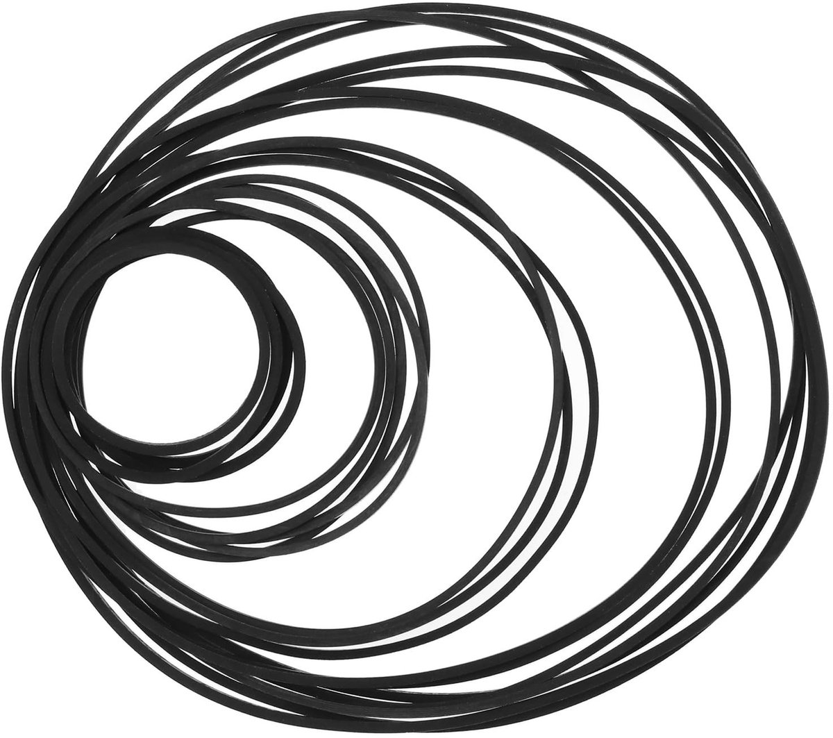 Dailygoods- Riem 100 Stuks - Rubber - Geschikt voor Platenspelers/CD-ROM/DVD - Diverse Maten 40-135mm - Duurzaam - Trillingsvrij - Drive Belt
