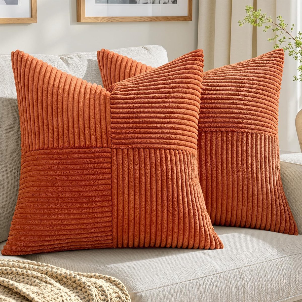 Dailygoods- Kussensloop 60x60 cm - Corduroy - Set van 2 - Decoratieve Kussenhoes - Onzichtbare Ritssluiting - Zacht Materiaal