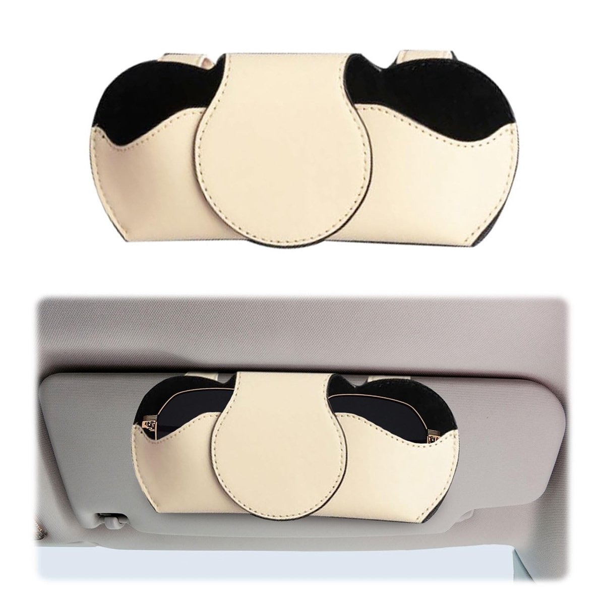 Dailygoods- Zonnebrilhouder Hoogwaardige PU Leer - Brillenhouder Auto - Zonnebril Houder Auto - Brilhouder voor Auto - Zelfklevend - Elegant Ontwerp