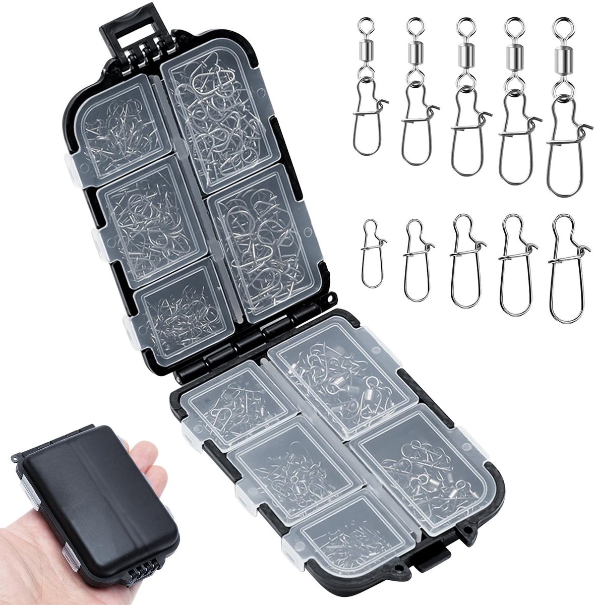 Dailygoods- Hengelwervel Set 330 Stuks - Roestvrij Staal - Karabijnhaak - Vissnap - Snoek/Snoekbaars/Forel - 8-40 kg - Visaccessoires