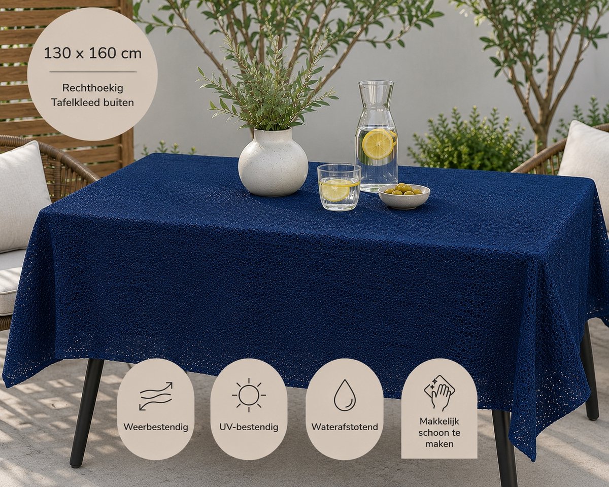 Wicotex-Tafelkleed buiten- Margherita blauw - 130x160cm