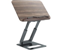 Tounee Boekenstandaard, telescopische boekenstandaard, in hoogte verstelbaar, uittrekbaar design, ergonomische kookboekstandaard met elastische zijklemmen, geschikt voor alle boeken