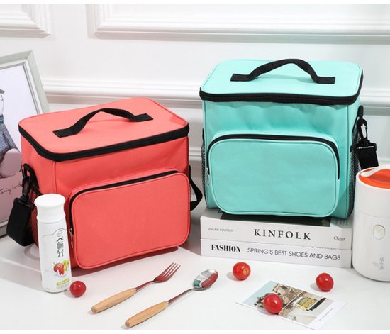 Geïsoleerde lunchtas - Herbruikbare lunchbox - Draagbare, zachte koeltas - Lekvrij ontwerp - Met verstelbare schouderband - Koeltas met grote inhoud - Picknicktas - Thermotas - Ideaal voor volwassenen (werk/picknicks) - 26 x 24 x 17 cm — afbeelding 5
