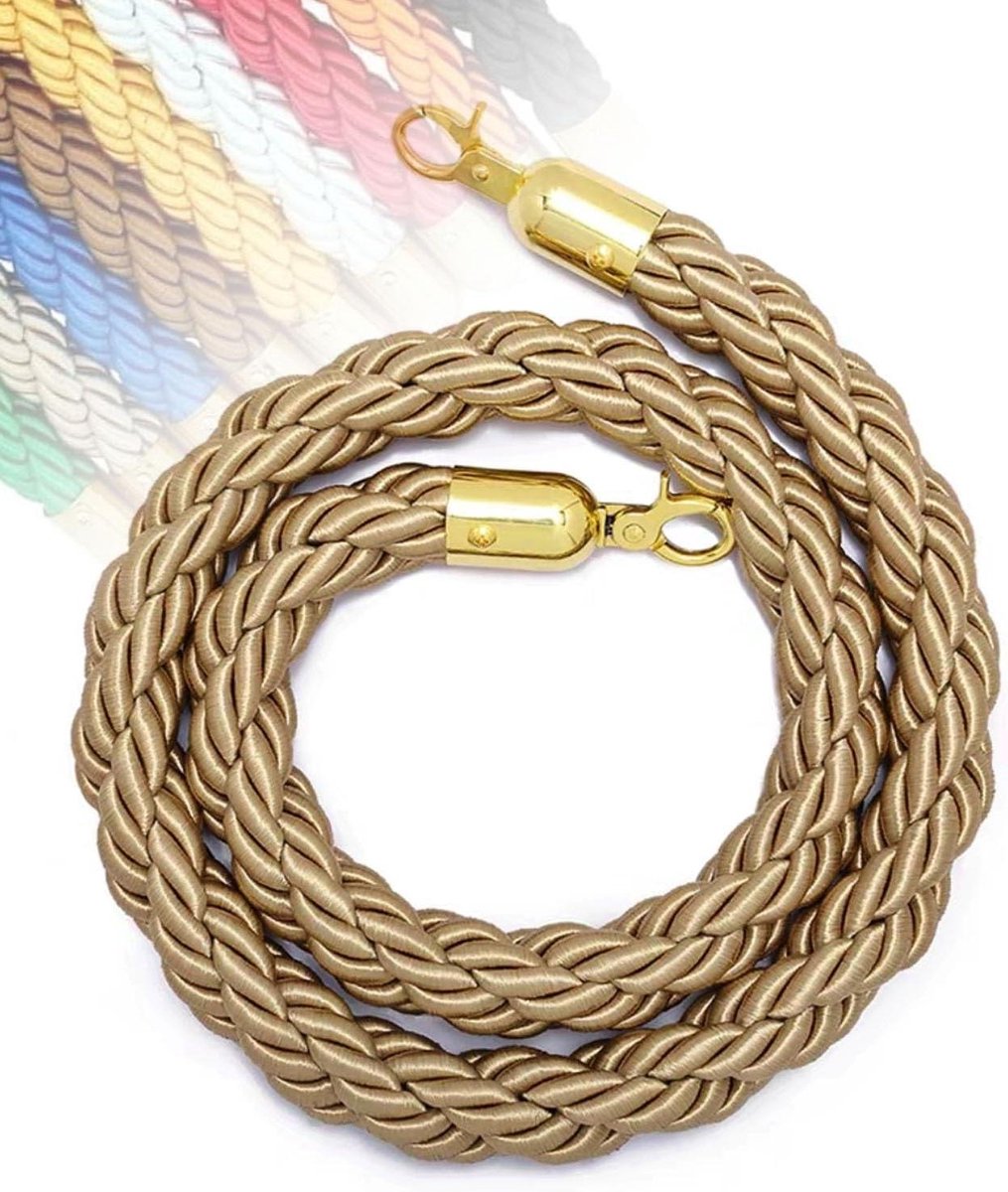 Barrièretouw - Wachtrij touw - Ruimte afbakenen - Gevlochten nylon - Tot 2.5 meter - Zwart