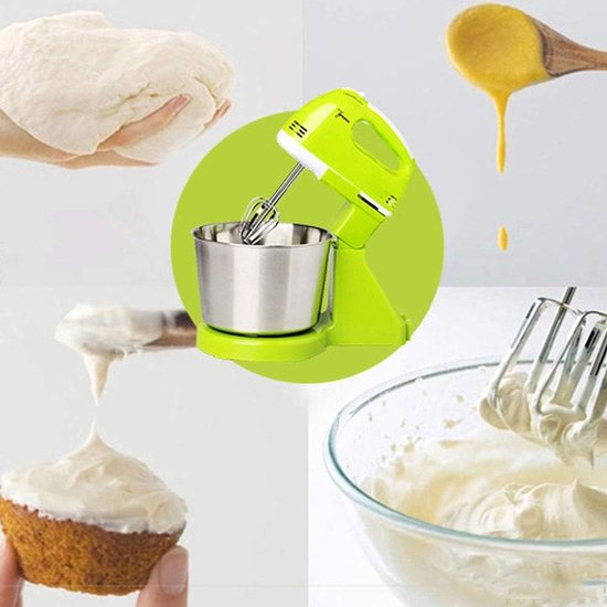 Keukenmixer - Handmixer Garde - Bakken en Koken - Dubbele Modus Handheld Desktop - 1.7L Kom - Wit — afbeelding 3