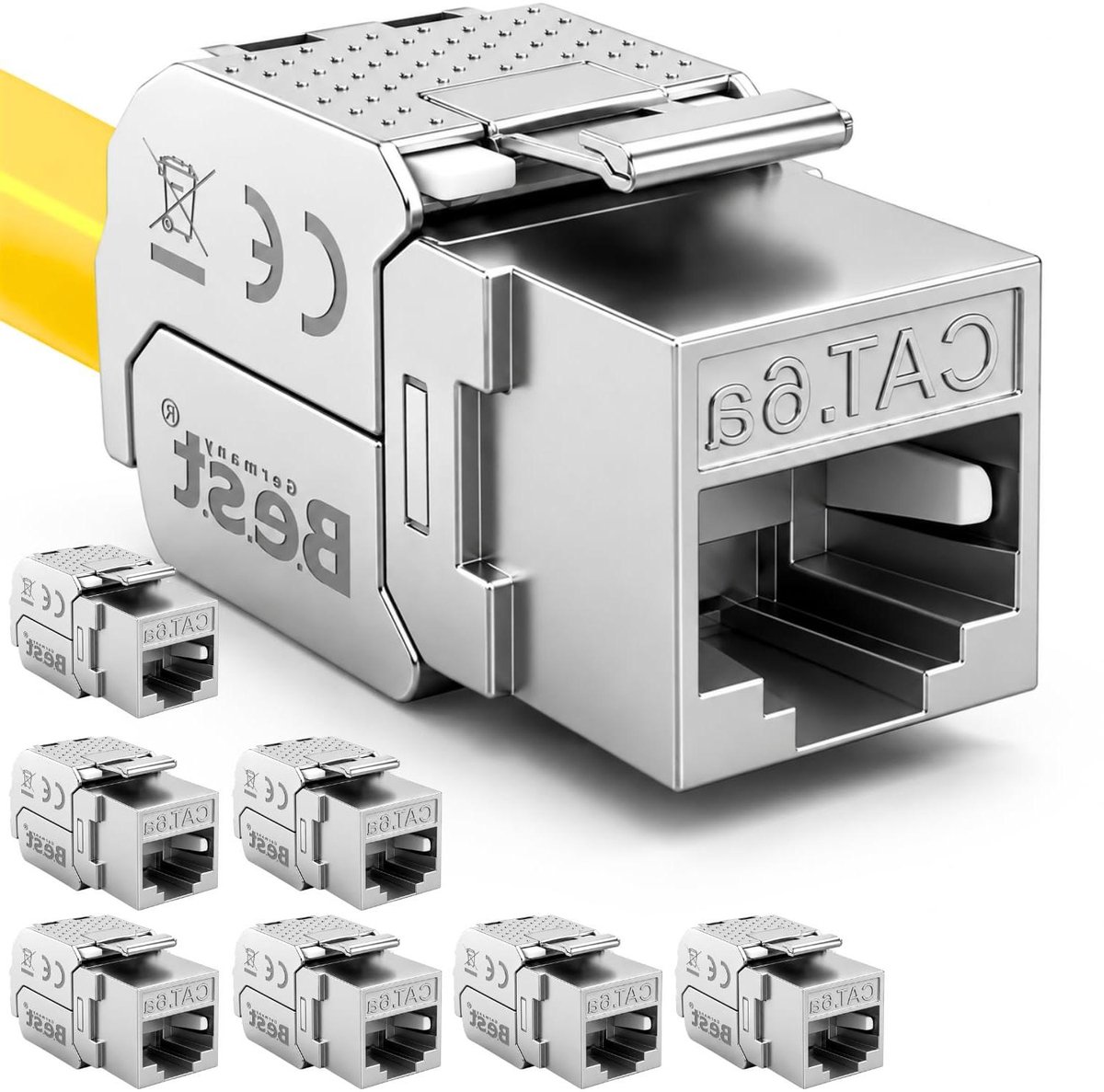 Netwerkmodule RJ45 - Keystone aansluiting - Snelle dataoverdracht - Gereedschapsloze montage - CAT6a STP - Metaal