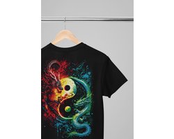 Oversized shirt - Master of worlds - Wurban Wear | Draak | Anime streetwear | Asian streetwear | Streetwear | Geisha | Techno outfit | Fantasy shirt | Gym shirt | y2k | Tattoo | Urban | Grote maten | Japanese mythology | Samurai | Zwart