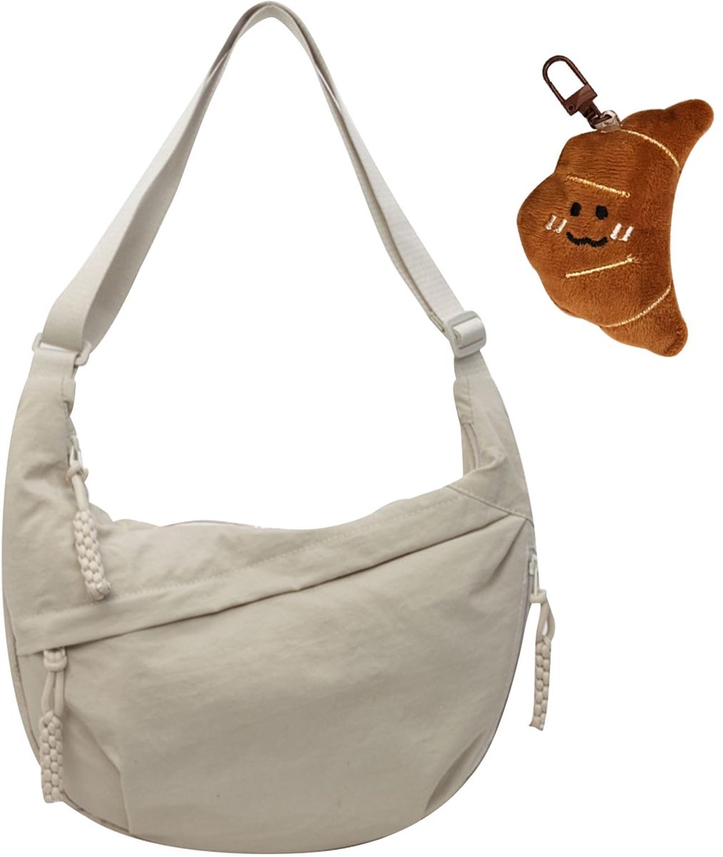 Dailygoods- Crossbody Bag Halve Maan - Verstelbare Schouderriem - Hobo Tas - Vintage Design - Kaki - 35 x 24 x 6 cm - Schoudertas