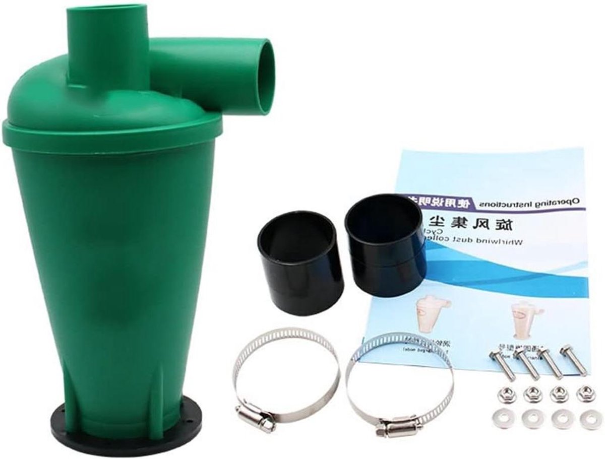 Industriële Stofverzamelaar - Cycloon Afscheider - Werkplaats Schoonhouden - Vangt 99% Stof - 115 x 320 mm - Zwart