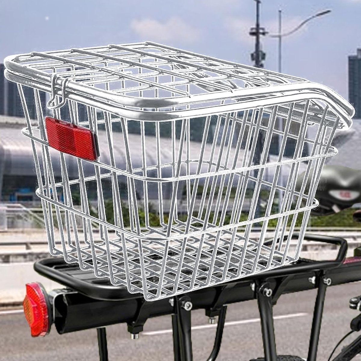 Metalen fietsmand - Fietsrek bagage - Bagageopslag fiets - Verstevigd staaldraad - Grote capaciteit - Zilver