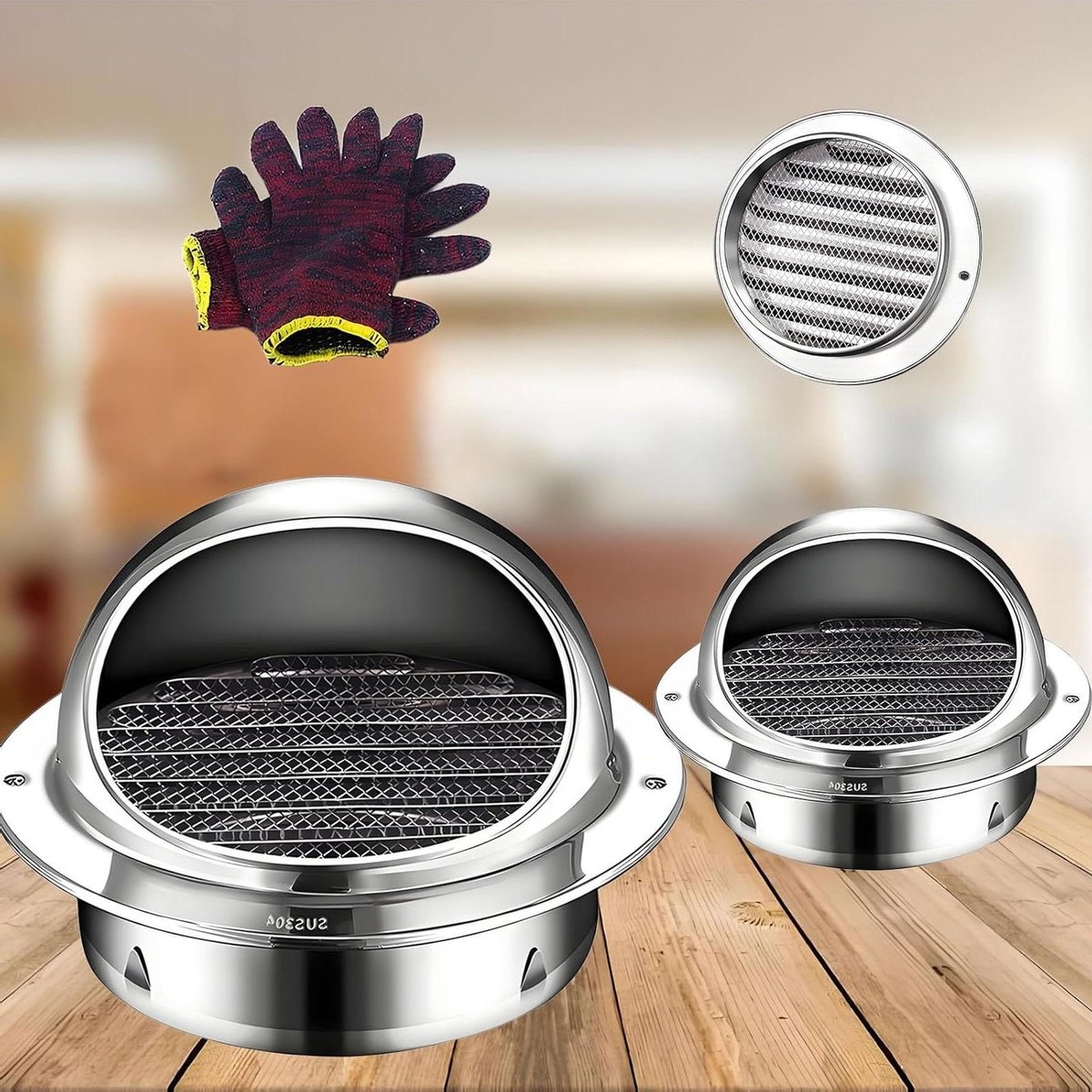 Ventilatierooster met Lamellen - Roestvrijstalen Uitlaat - Luchtstroom Reguleren - Weerbes