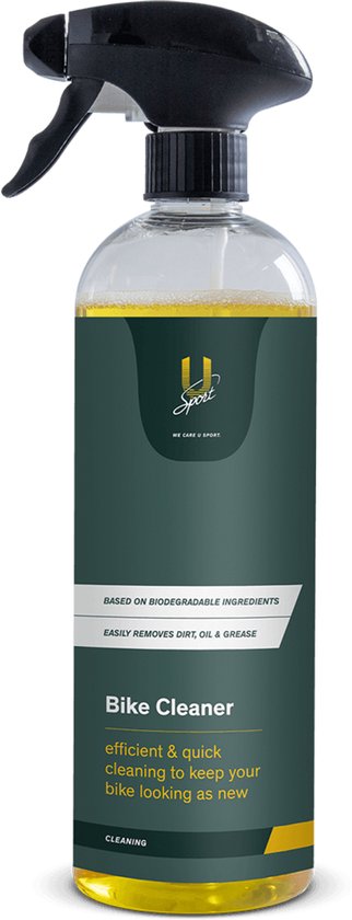 U-Sport Bike Cleaner fles met gele en groene etikettering.