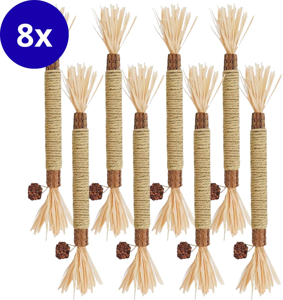 FURTASTIC® Matatabi Stokjes voor Katten - 8 Stuks – 100% Natuurlijk Catnip Kattenspeelgoed - Kauwstokjes Kat