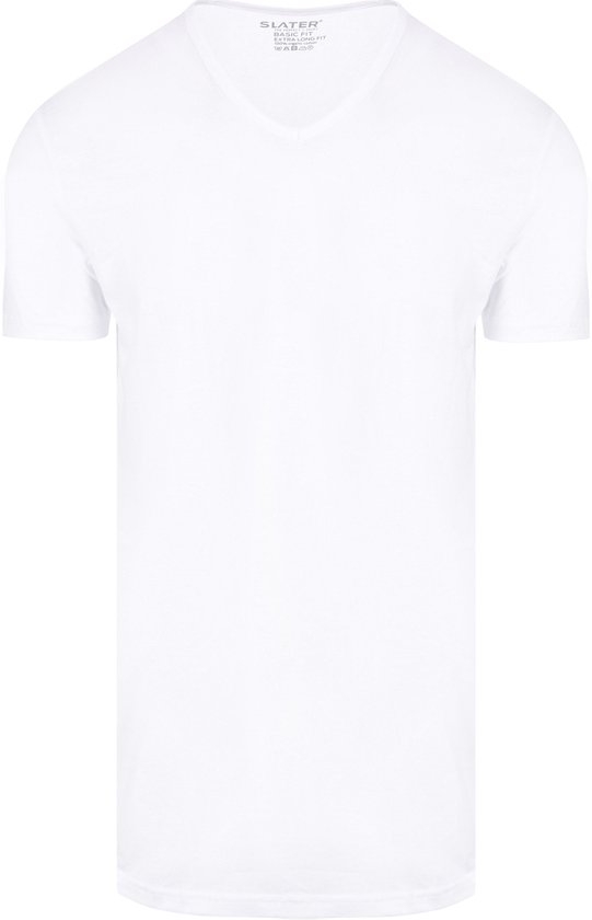 Wit V-hals T-shirt met korte mouwen, basic fit, van Slater.