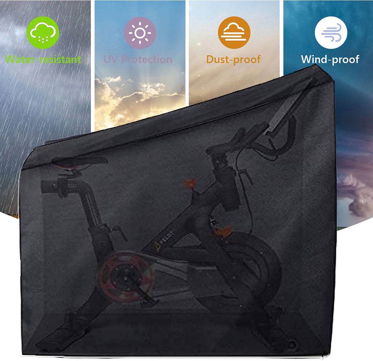 carmdering - Indoorfiets Beschermhoes - Hoes Voor Spinningfiets - Universele Fietscover - Waterdichte Bescherming - UV-Bestendig Materiaal - 210D Oxford Polyester - Lichtgewicht En Opvouwbaar - Voor Binnen En Buiten Gebruik - 1 Stuk