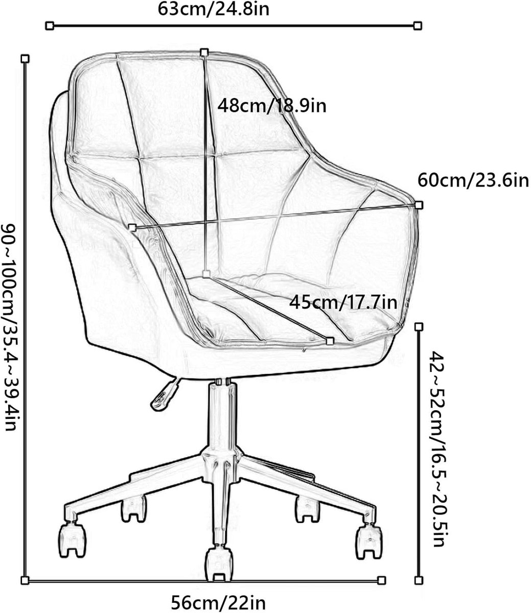 Ergonomische Bureaustoel – 360° Draaibare Computerstoel met Armleuningen, Hoogte Verstelbare Mid-Back Office Chair, Ademend Technisch Stoffen Zitcomfort, Draagvermogen 150 kg – Mobili Bella