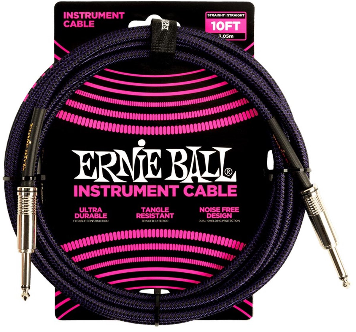 Ernie Ball 6393 braided instrument cable 3 meter paars