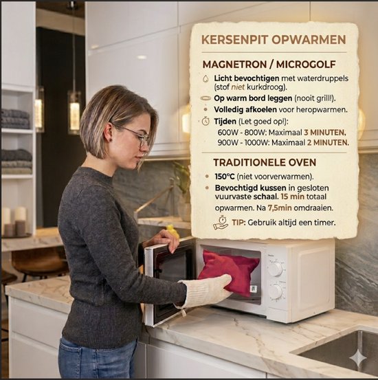 Kersepitje® Classic - Vierkant Kersenpitkussen - Warmtekussen - Pittenzak Magnetron - The ONLY Original - 27x27cm
