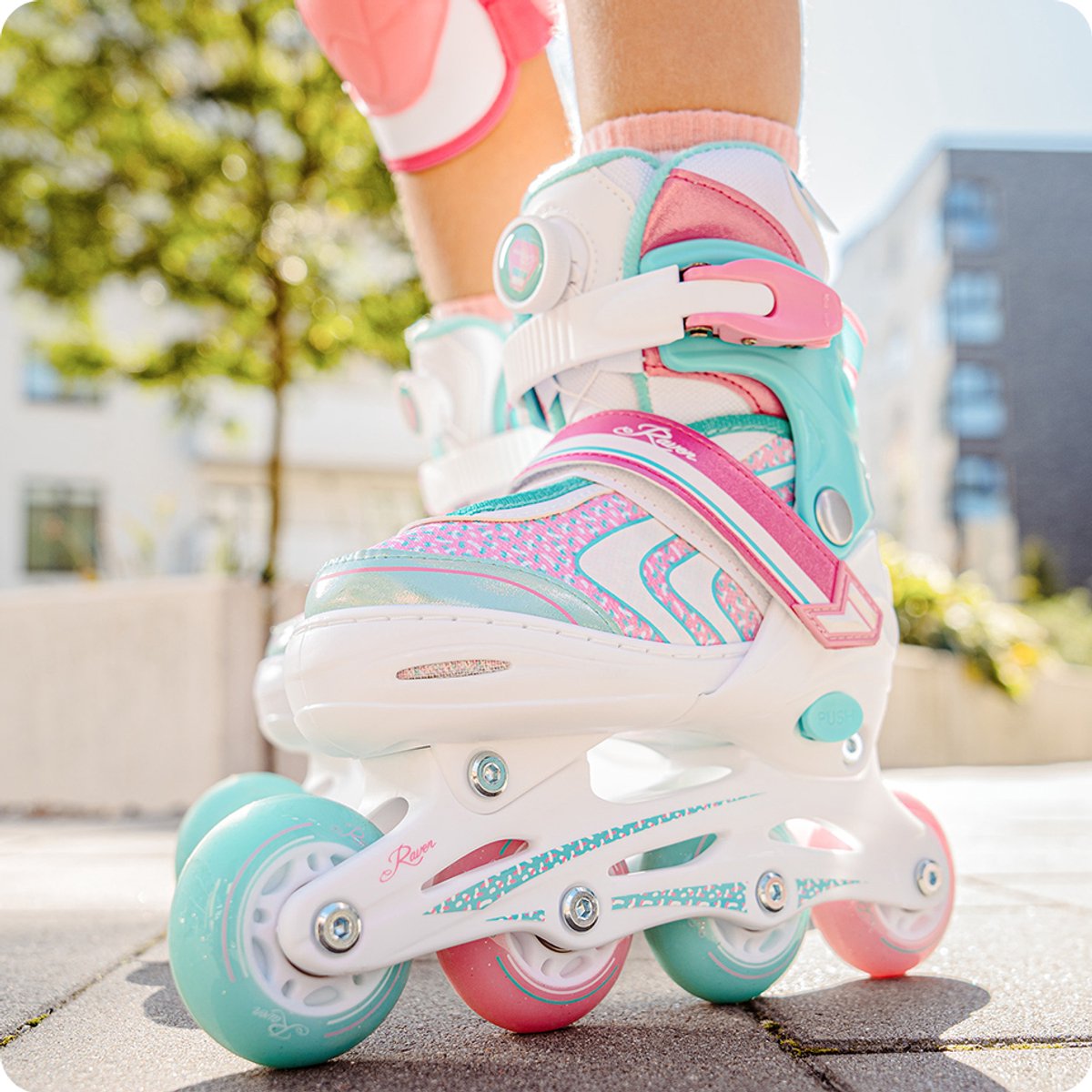 RAVEN Lia PLUS 3-in-1 kinderschaatsen/rolschaatsen LED Wit