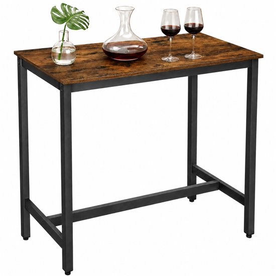 ACAZA Bartafel - Keukentafel - 120 x 60 x 105 cm (L x B x H) - Vintage Bruin / Zwart - Bartafel Keuken - Bartafels - Bartafel voor Barkrukken - Eettafel