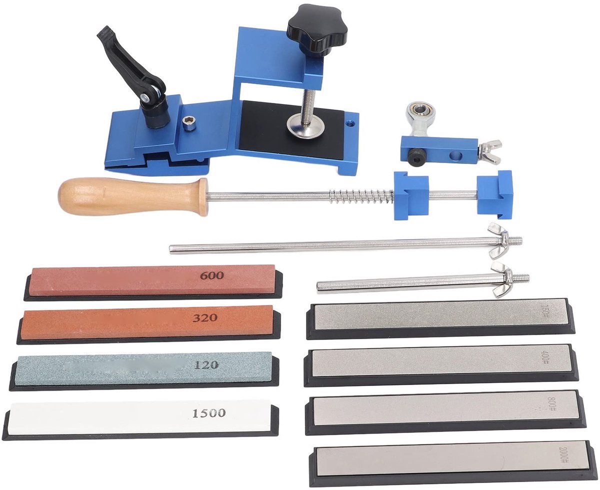 Dailygoods- Messenslijperset Professionele Precisie - 4 Slijpstenen - 4 Diamantslijpstenen - 360° Rotatie - Eenvoudig Te Bedienen - Roestvrij Staal - Slijper