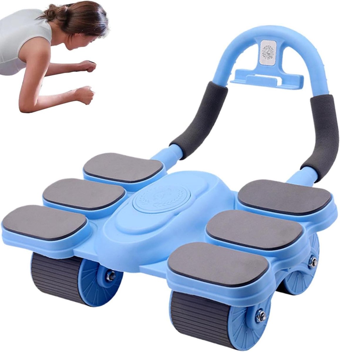 Buikspierwiel - Buikspierrol - Kernspier Training - Automatische Terugslag - ca. 29 x 19 cm - Blauw