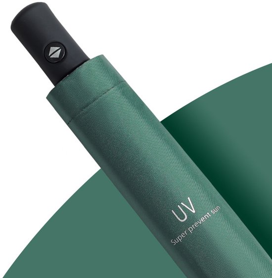UV Paraplu - Paraplu en Parasol in één - Automatisch uitklapbaar én inklapbaar - met UV bescherming - Mini Zonneparaplu Groen - Hand Parasol - Kleur Donkergroen