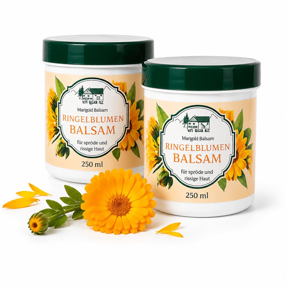 2 Potten Ringelblumen – Goudsbloem Balsem voor Droge, Gebarsten Huid 250ml