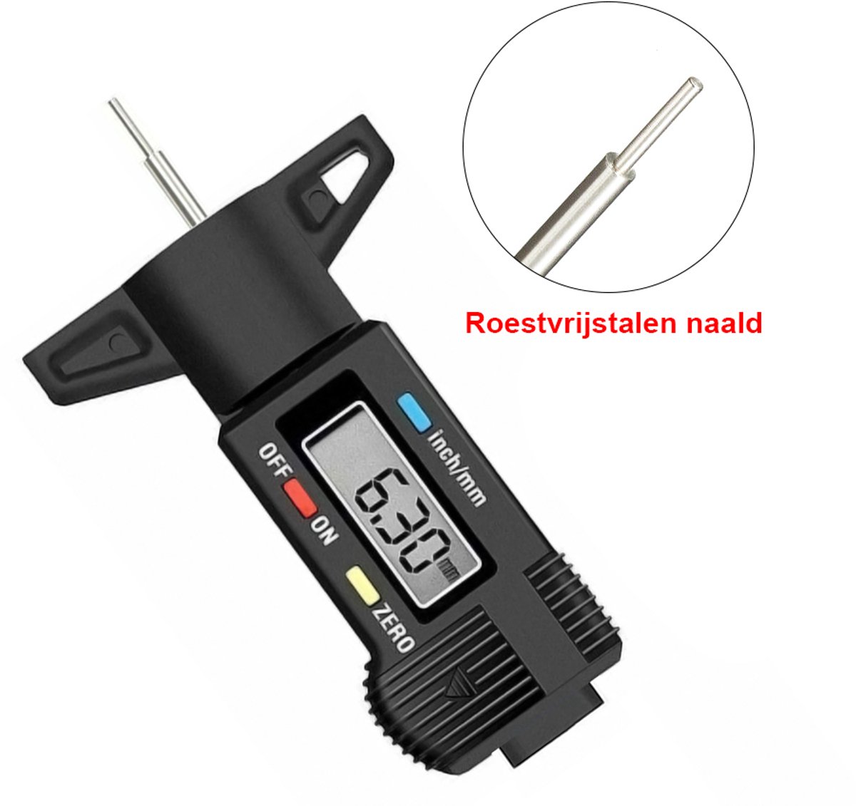 Hexinex-autoprofieldieptemeter bandendieptemeter meetinstrument voor auto's bestelwagens Digitale Bandenprofielmeter