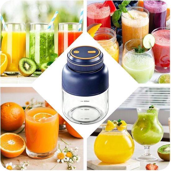 Persoonlijke Blender - 800 ml USB-Oplaadbare Fruitmixer - Elektrische Groentejuicer,voor Appartement Hotel School Zakenreis Keuken Sportschool Reizen Studentenkamer Vrouwen Mannen Tieners — afbeelding 3