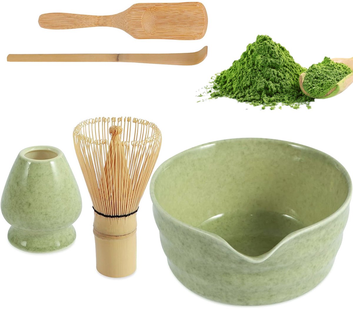Matcha Set - Matcha Klopper - Matcha Whisk - Matcha Starterkit - Matcha Kom - Cadeauset - 5-delig