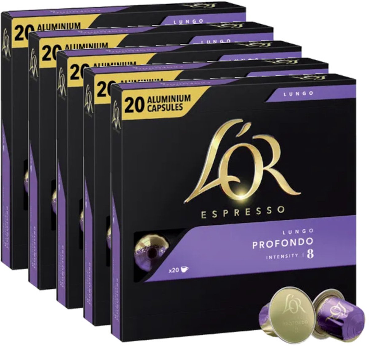 L'Or Espresso Lungo Profondo - Multipack - 100 (5x20) Koffiecups Compatibel met Nespresso Coffee Machine