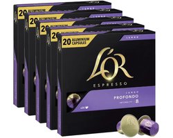 L'Or Espresso Lungo Profondo - Multipack - 100 (5x20) Koffiecups Compatibel met Nespresso Coffee Machine