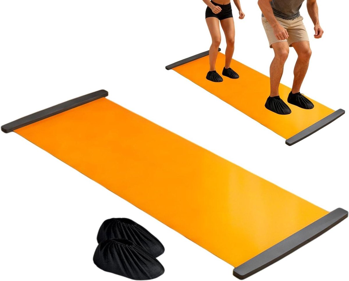 Glijplank Training - Fitness Board - Cardio Krachttraining - Antislip Reinigbaar - 200 x 50 cm - Oranje