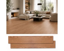 Lemlit Zelfklevende PVC Vloer 5m² - Vinyl Vloertegels Houtlook 36 Stuks - Waterdicht 2 mm - Voor Keuken Woonkamer en Hal - Warmbruin