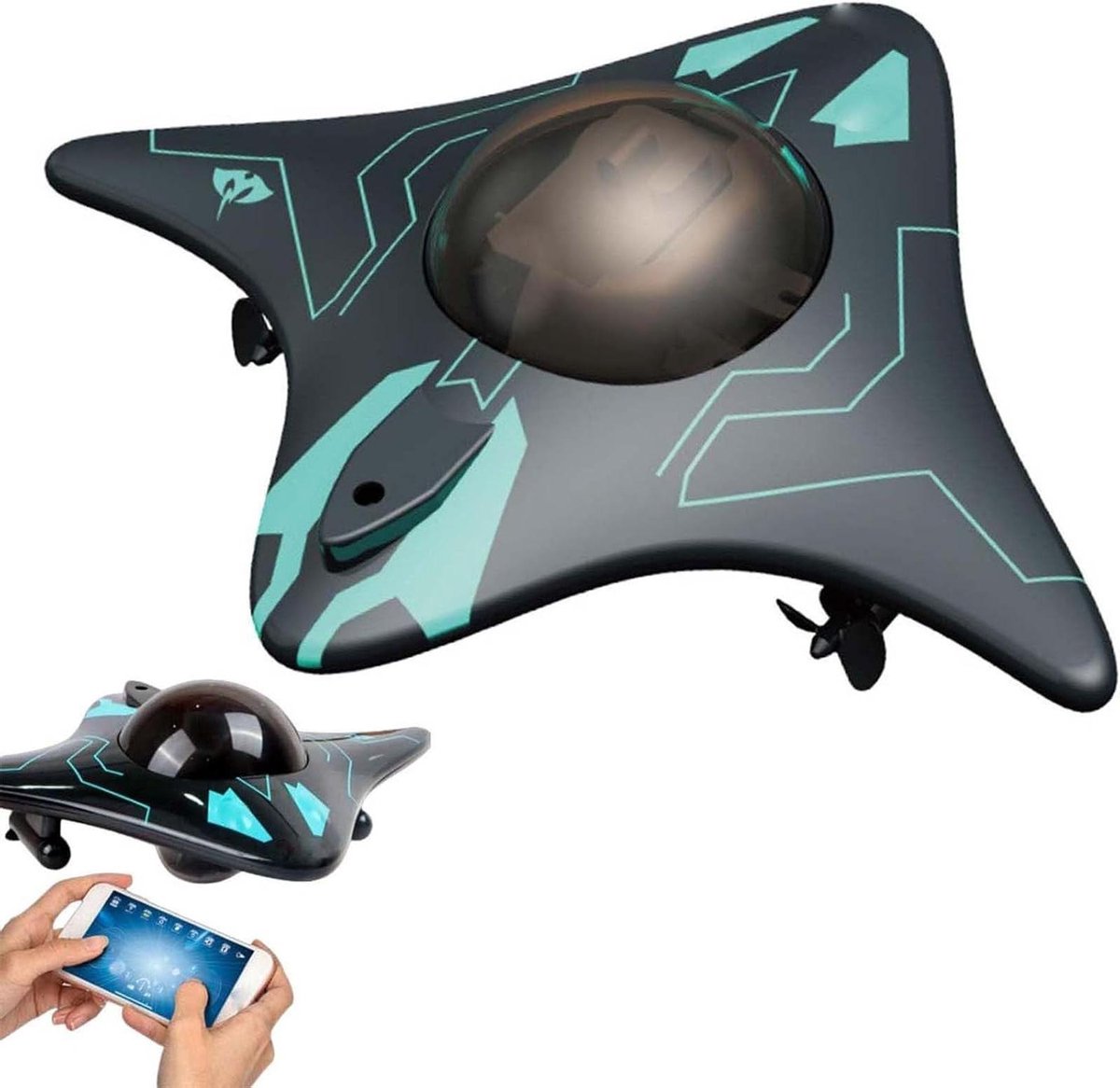 Onderwaterdrone - App drone - Water verkenning - Realtime camera - Bionisch ontwerp - Zwart