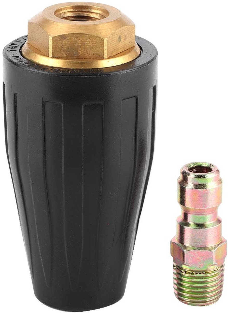 Dailygoods- Turbomondstuk 3600PSI - Roterende Spuittip - Massief Messing - Roestvrij Staal - Efficiënt Wasgereedschap - 200% Reinigingsefficiëntie - Hogedrukreiniger