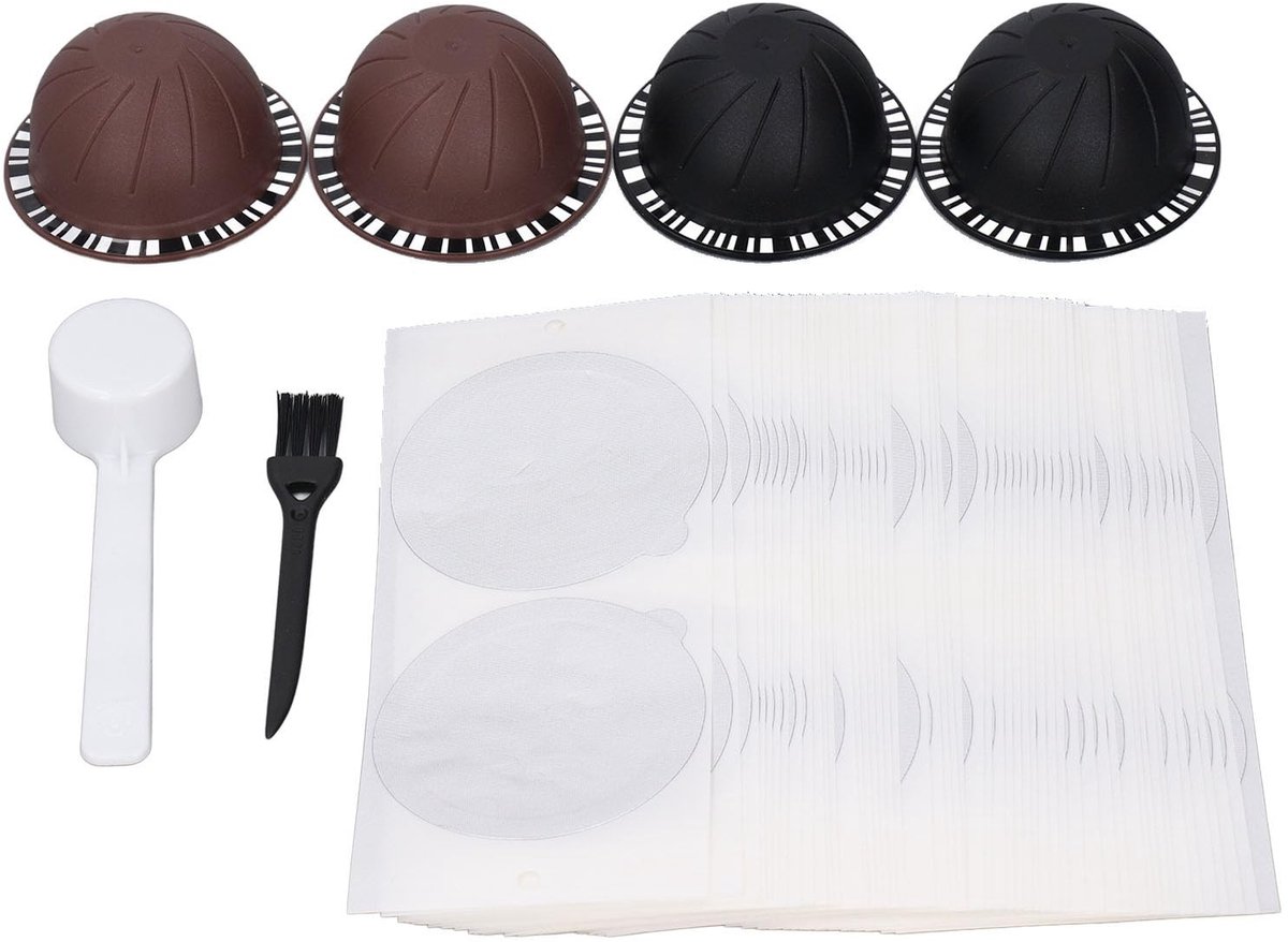 Dailygoods- Afdichtingscapsules Herbruikbaar - Aluminiumfolie - 100 Folies - 4 Doppen - Luchtdicht - Eenvoudige Bediening - Koffiecapsules