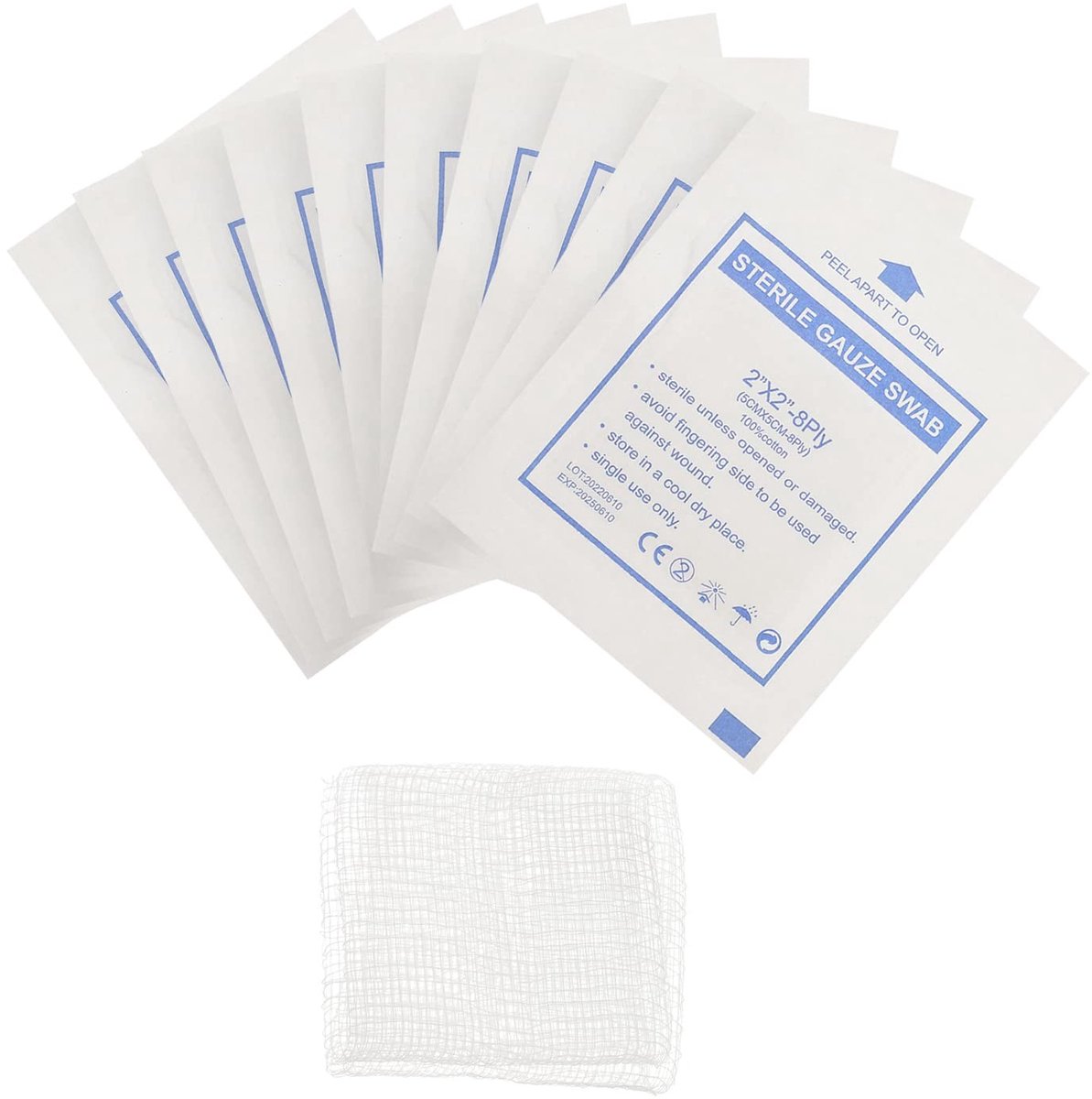 Dailygoods- Gaas Pads Steriel - 30 Stuks - 5Cm x 5Cm - Niet Geweven Katoen - Verband Rollen - Huishoudelijke Benodigdheden - Gaasverband